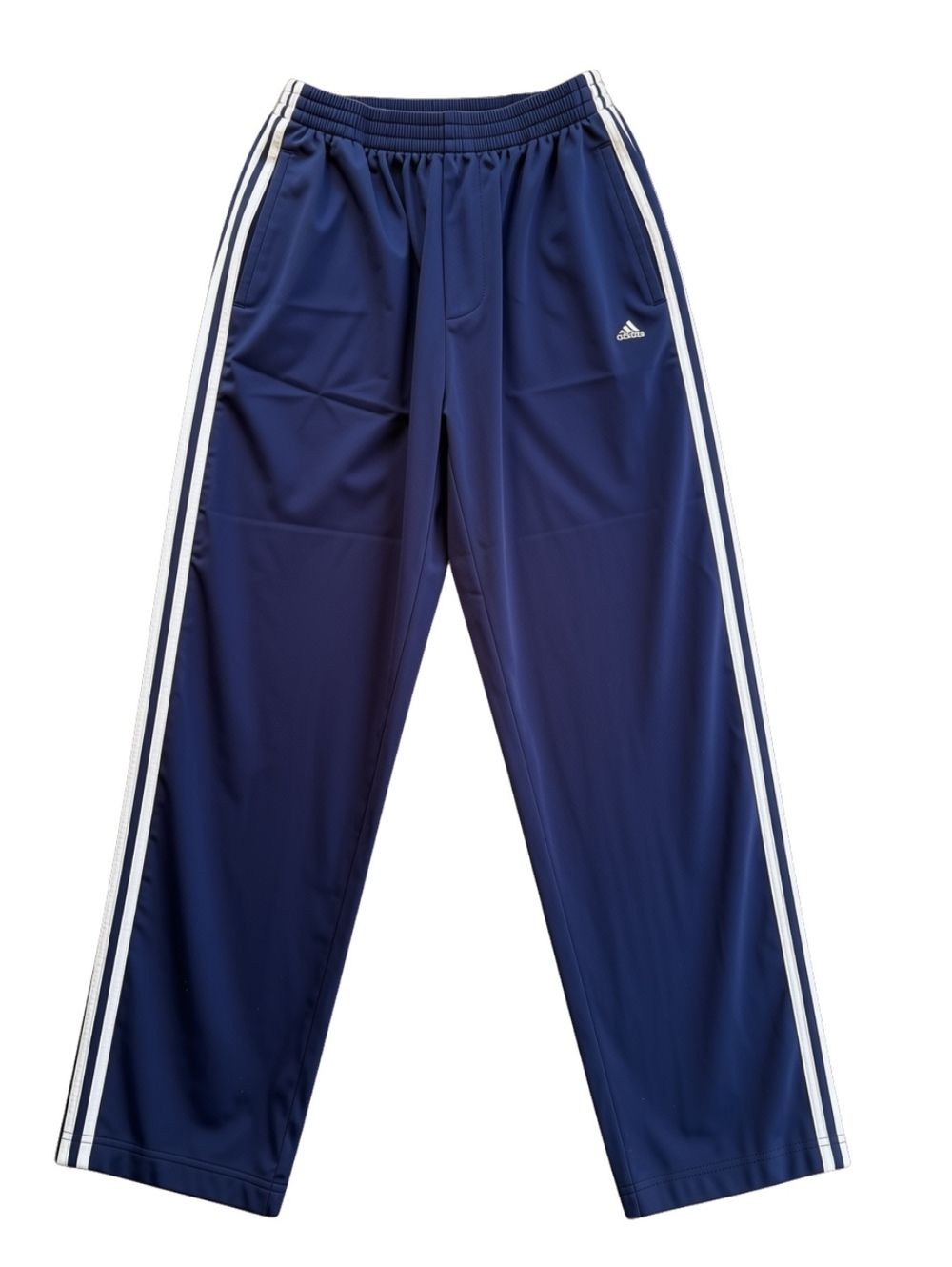 Adidas Navy Blue Y2K Track Pants with Side Snap Buttons, Size Large